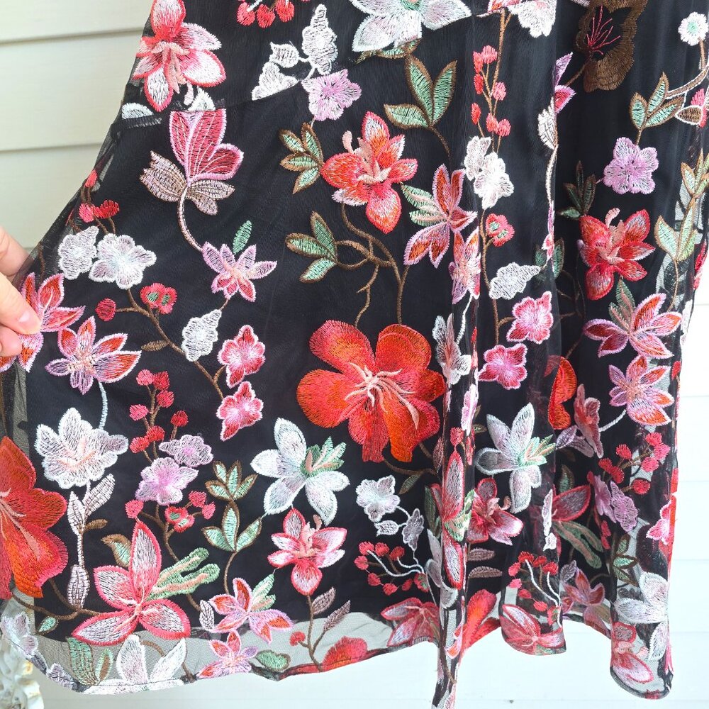 NWT Sam Edelman sleeveless dress Hibiscus floral embroidery maxi - Picture 2 of 8